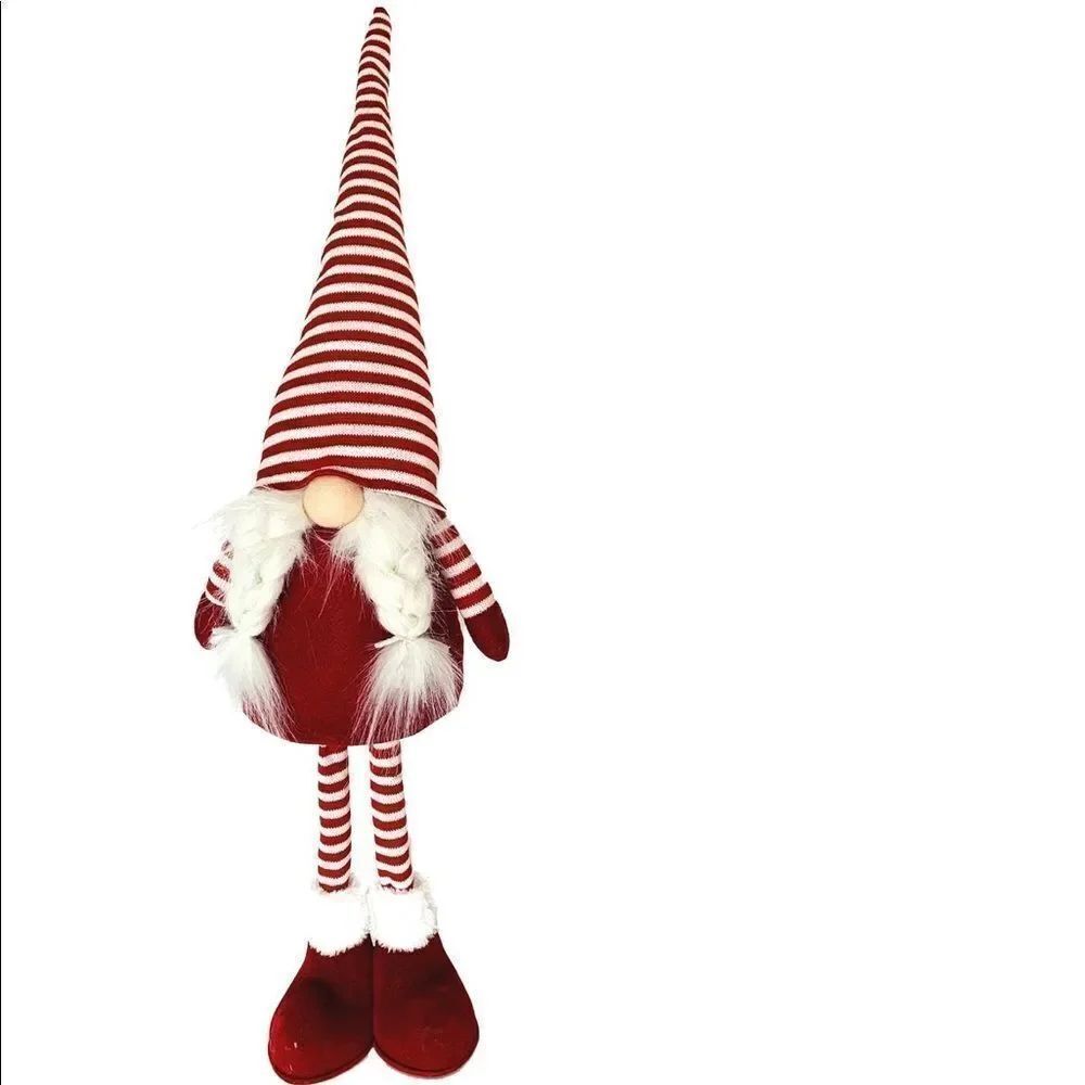 Festive Living red and white striped standing gnome